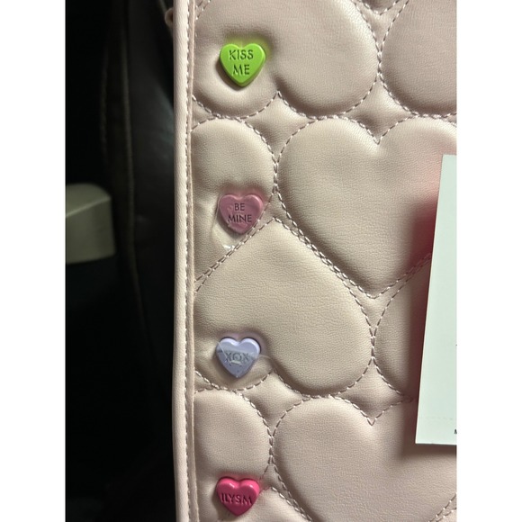 Betsey Johnson‎ Pink Heart Candy Conversation Hearts Tote Bag Purse - Picture 12 of 13